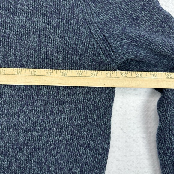 LL Bean Mens Lambs Wool Full Zip Sweater Jacket Blue Green Plaid Lined Pockets - Picture 9 of 9